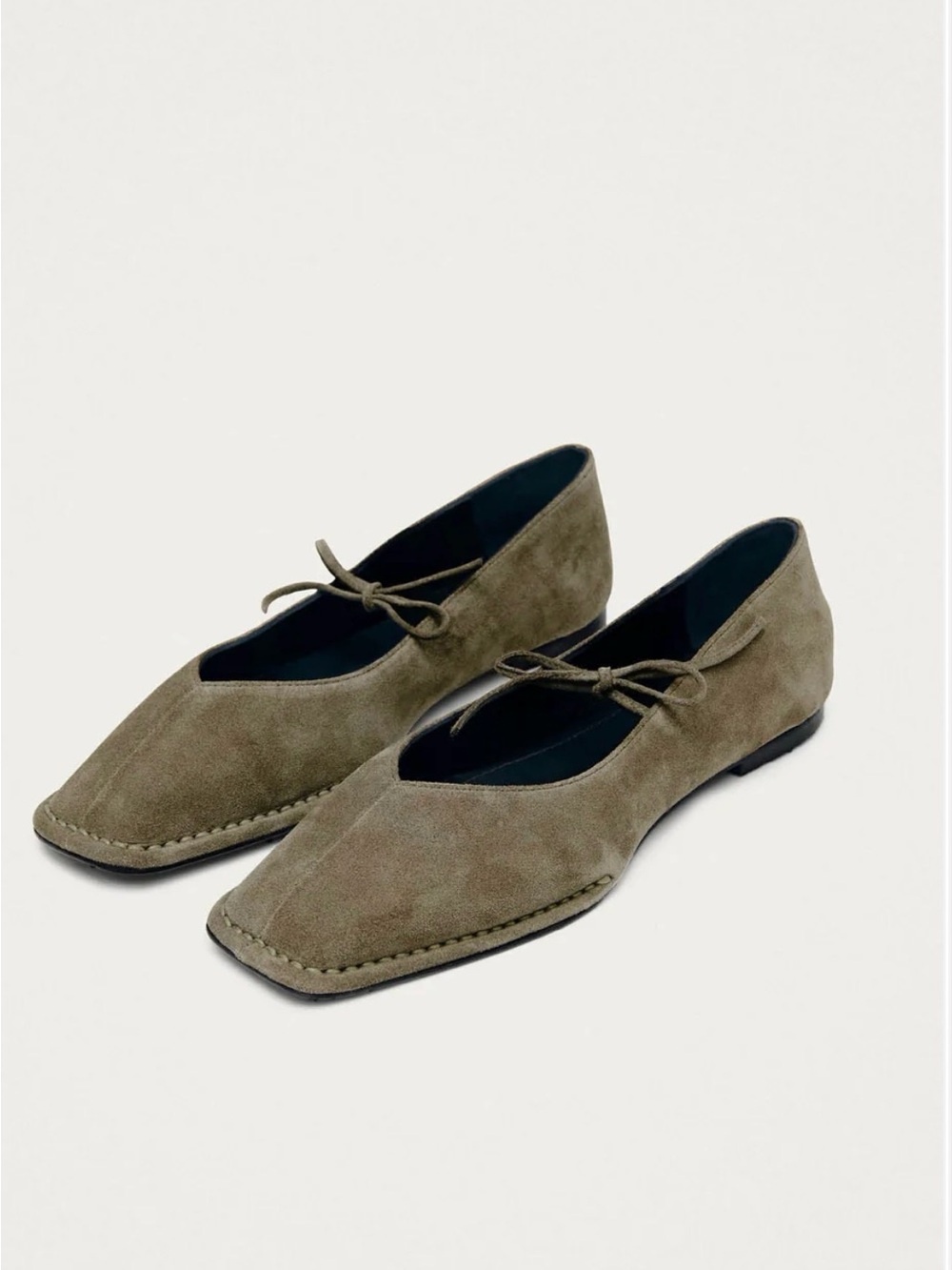 Alohas Sway Suede Khaki Leather Ballet Flats